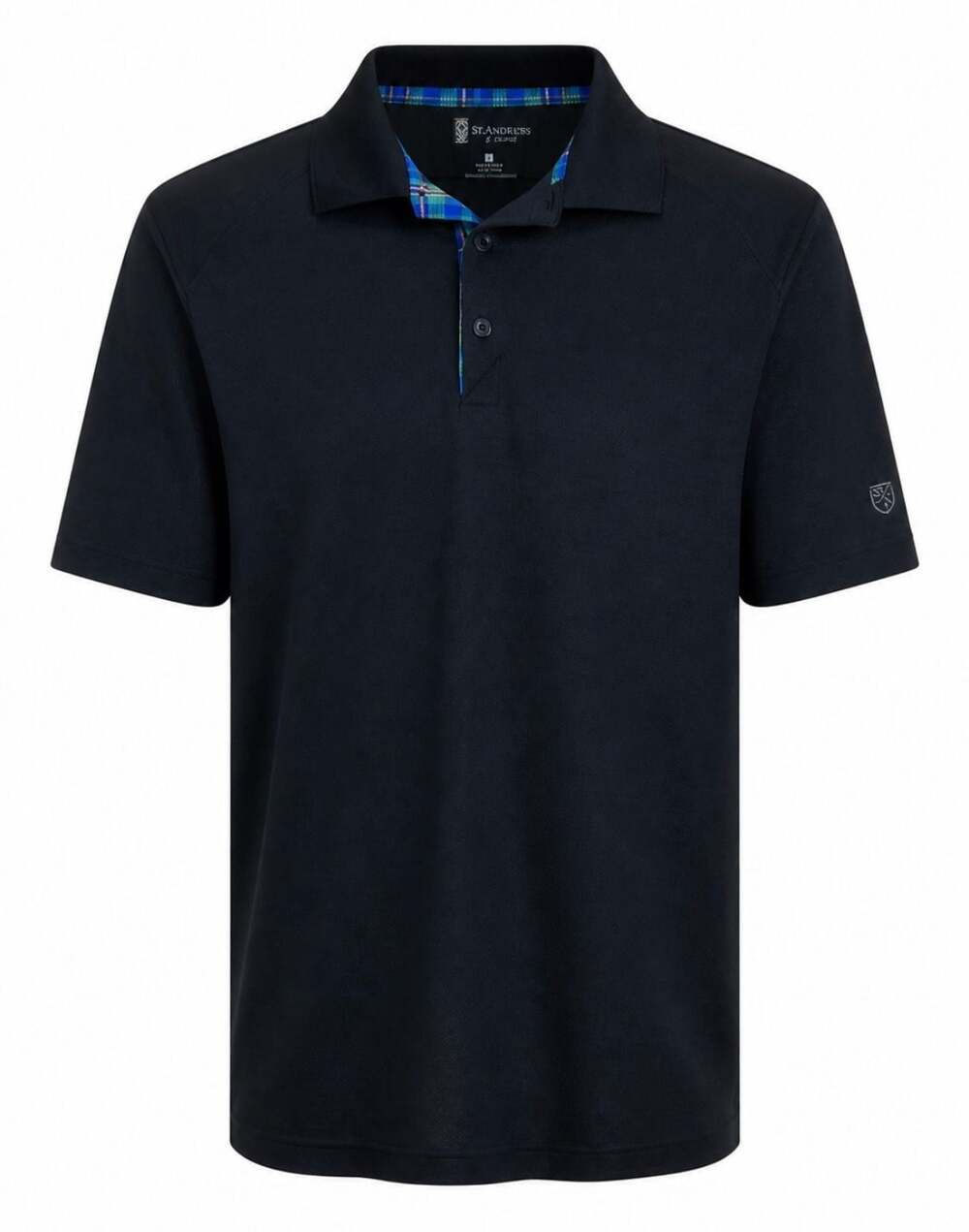 St. Andrews of Scotland Men's Performance Golf Polo Shirt - Black Sz L